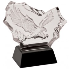 CRY045 Crystal Carved Eagle on Black Base 7 inch 